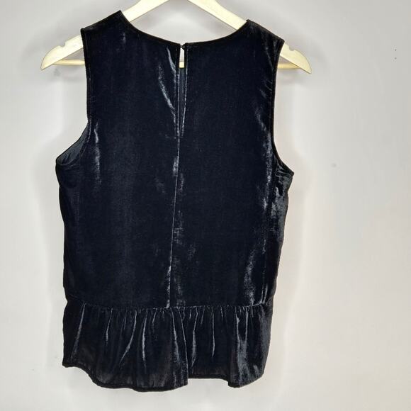J. CREW Black Velvety Sleeveless Top with Ruffled Hem Size 6 - Picture 5 of 8